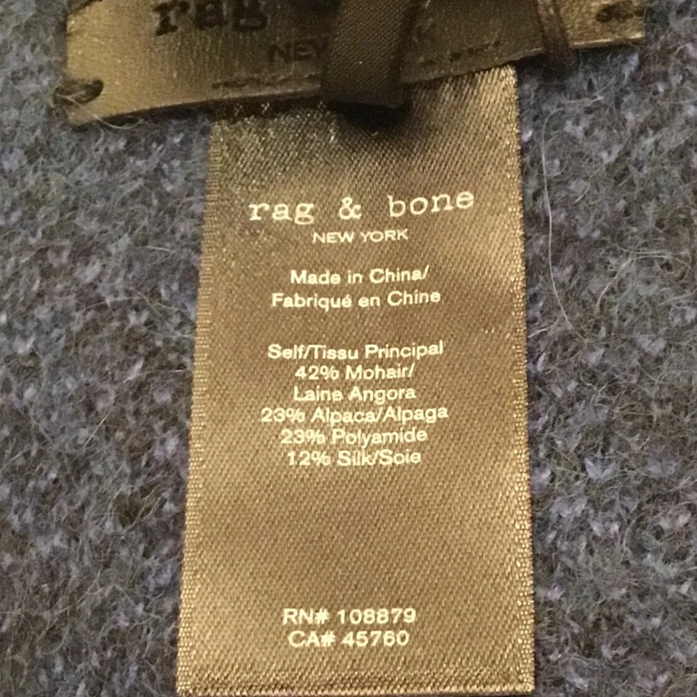 NWT Rag & Bone Mohair Alpaca Silk Blend Scarf Blue Leopard Print